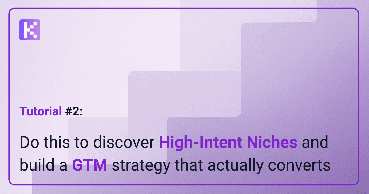Tutorial guide showing high-intent niche discovery and GTM strategy development for conversion optimization